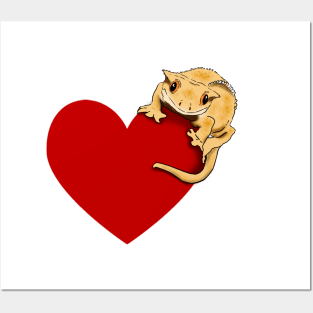 Crested Gecko, Crestie, Cute Gecko on Heart Posters and Art